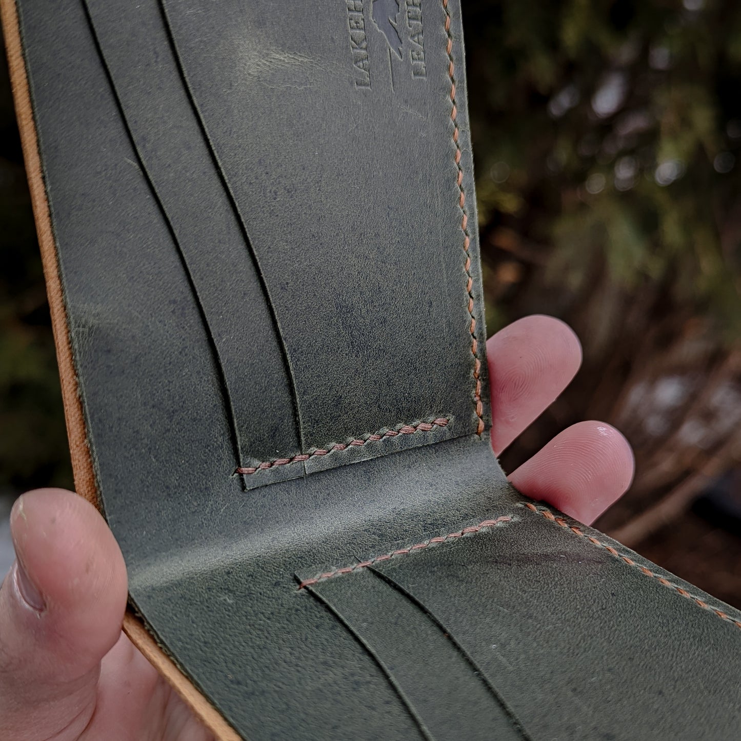 Minimalist Bi-Fold - Cognac/Green