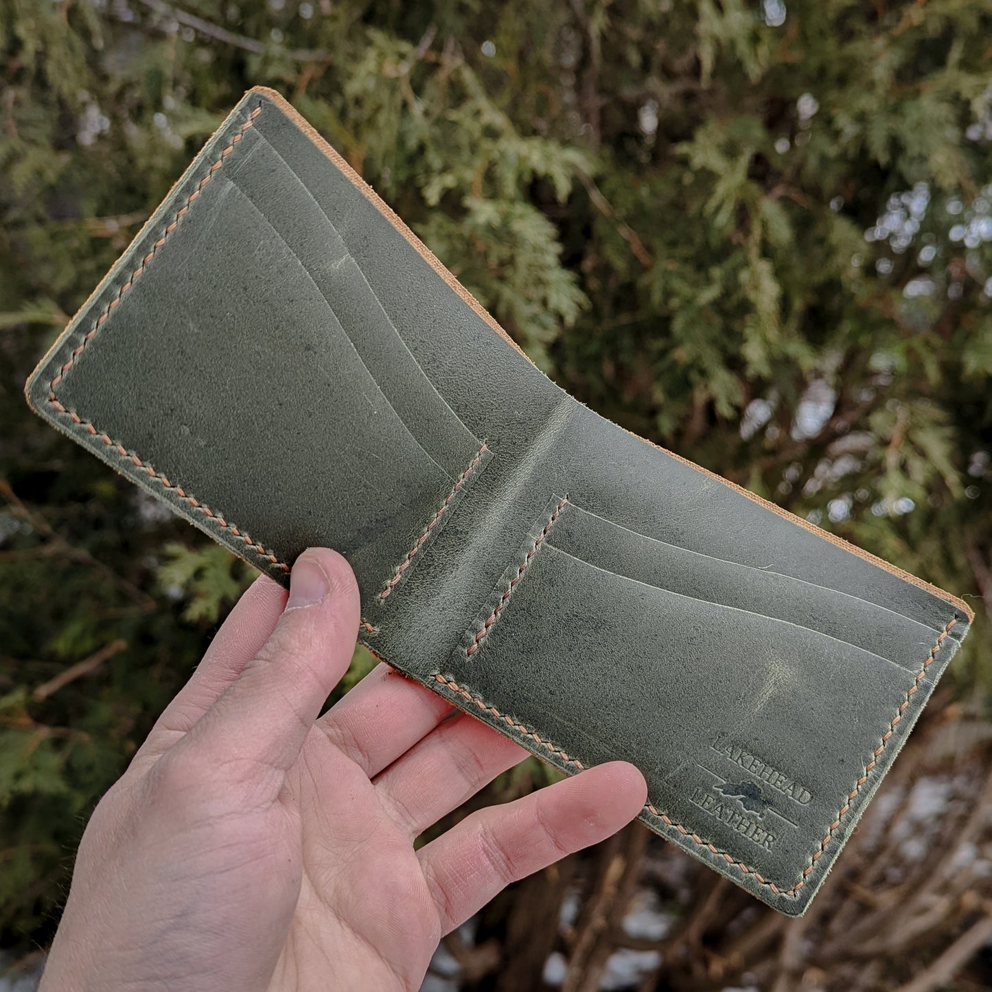 Minimalist Bi-Fold - Cognac/Green