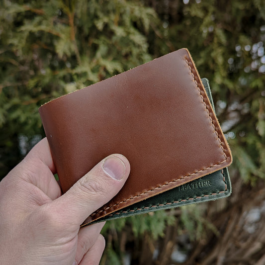 6 Pocket Bi-Fold - Cognac/Green